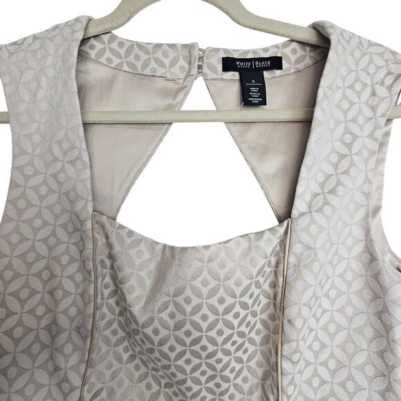 White House Black Market Blouse Women 8 Peplum Geometric Sleeveless Square Neck - Picture 2 of 9